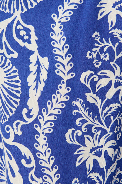 Monaco Pant in Blue with White Print