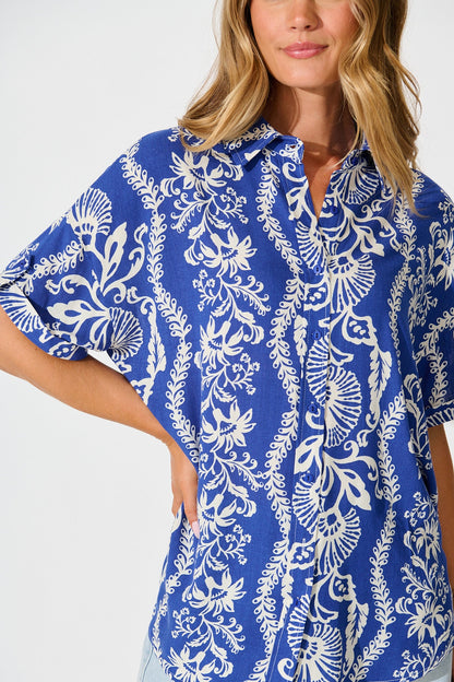 All mine Shirt in Blue with White Print