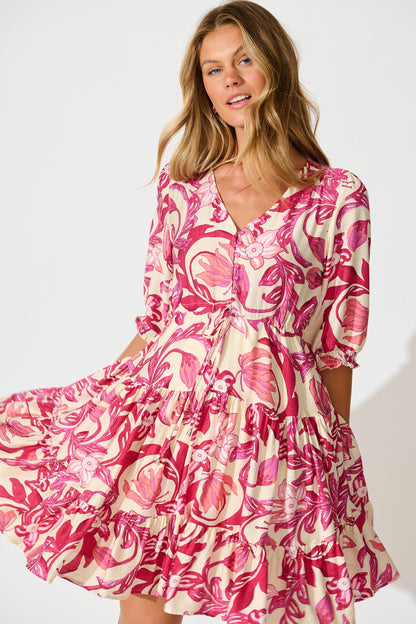 Medley Dress in Pink Floral Print