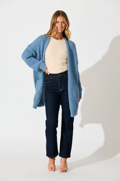Tranquil Knit Cardigan in Dusty Blue Wool Blend