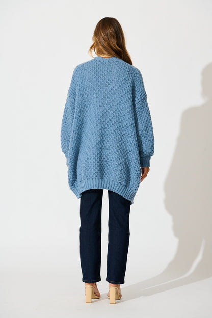 Tranquil Knit Cardigan in Dusty Blue Wool Blend