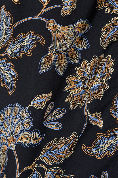 Hidden Treasure Top in Black with Multi Floral Print
