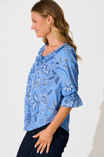 Hidden Treasure Top in Blue Floral