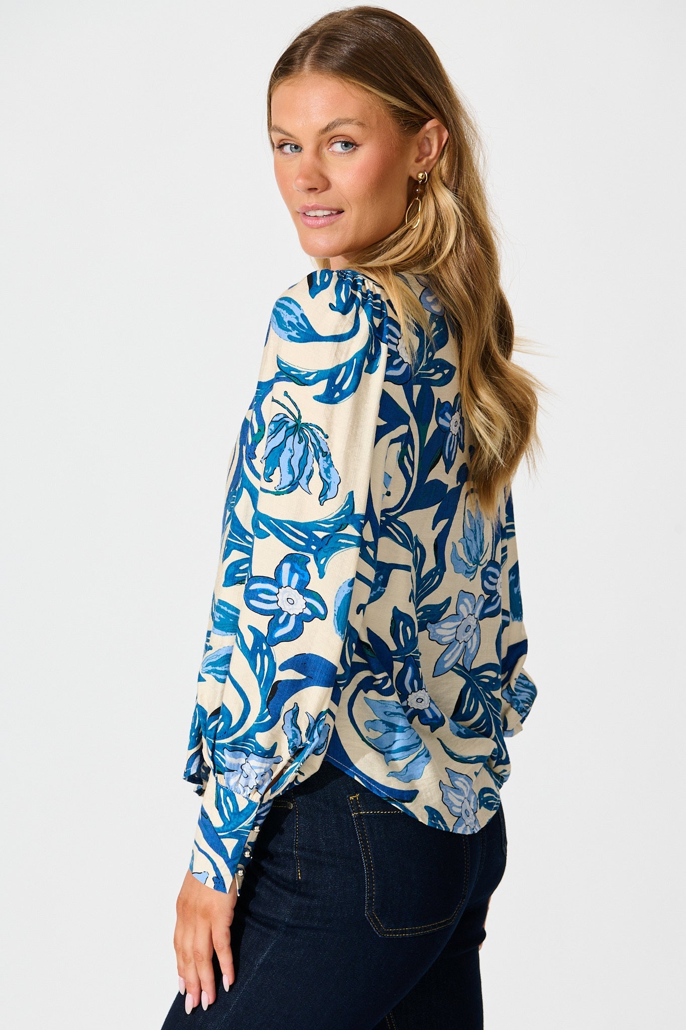 Florence Shirt in Blue Floral Print