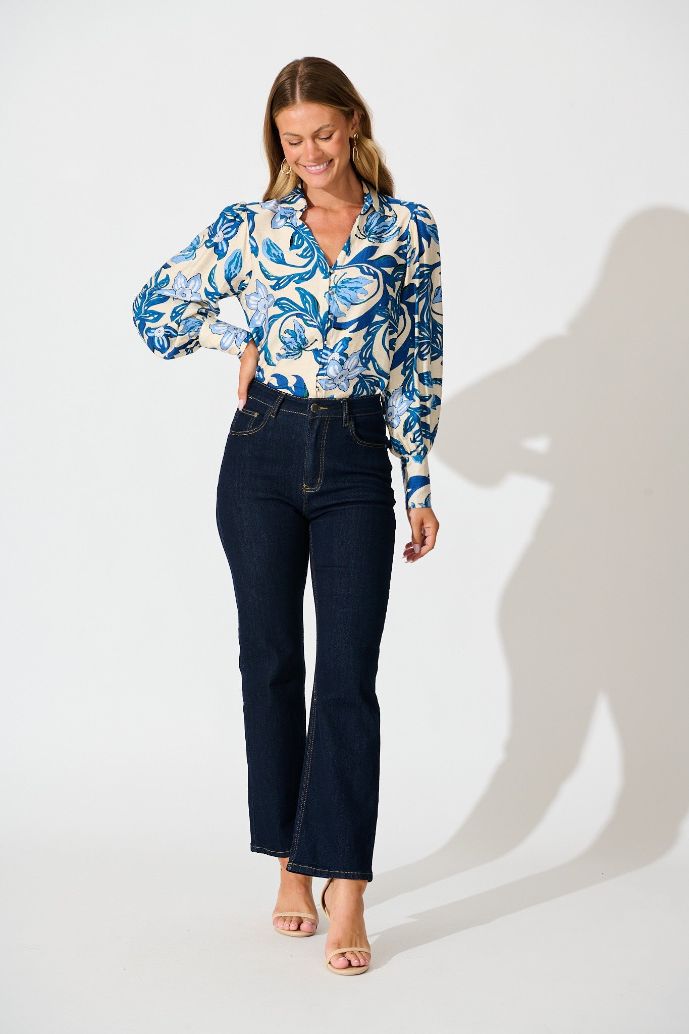 Florence Shirt in Blue Floral Print