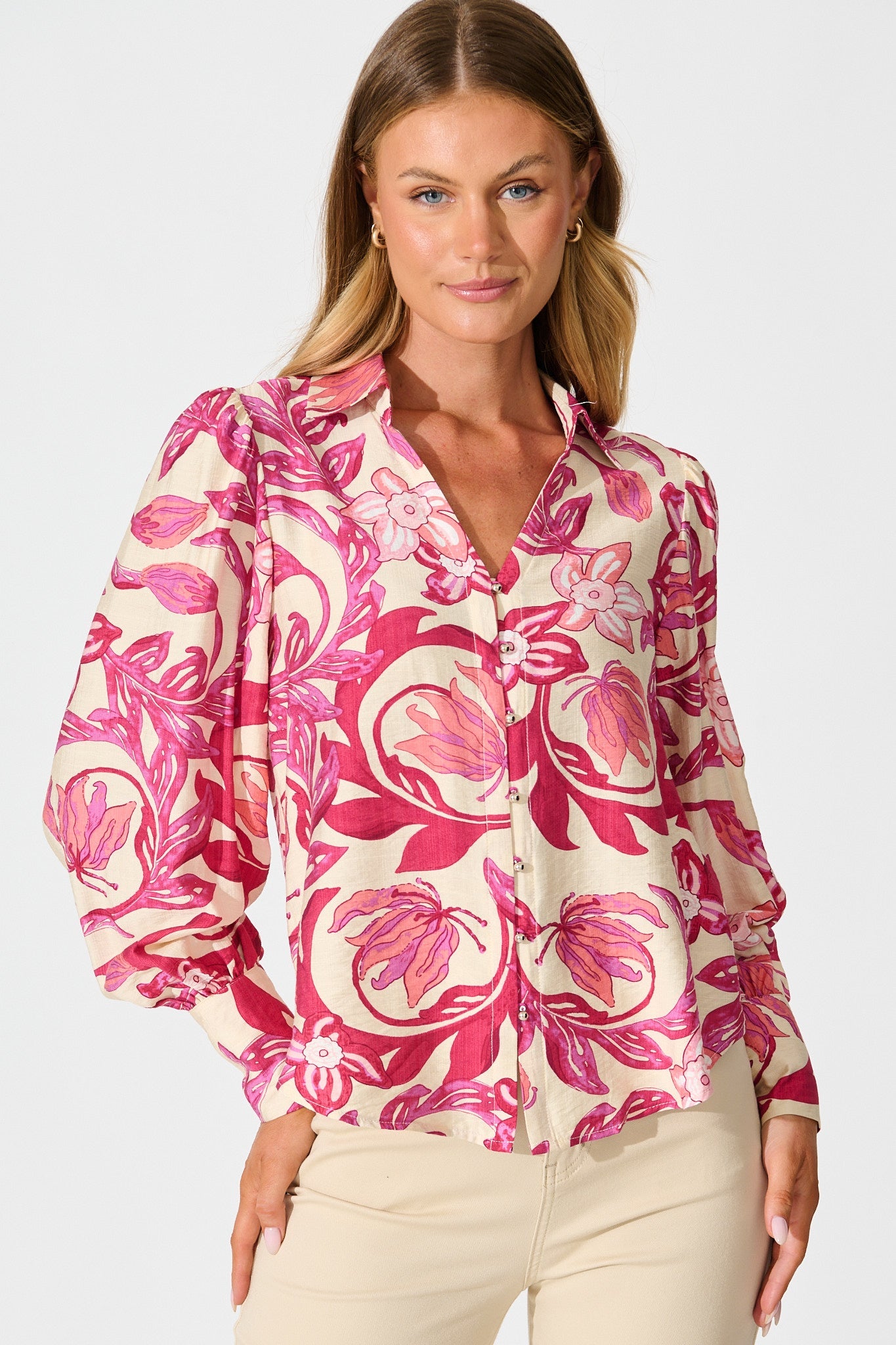 Florence Shirt in Pink Floral Print