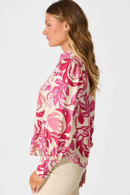 Florence Shirt in Pink Floral Print