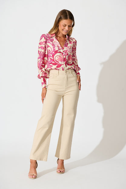 Florence Shirt in Pink Floral Print