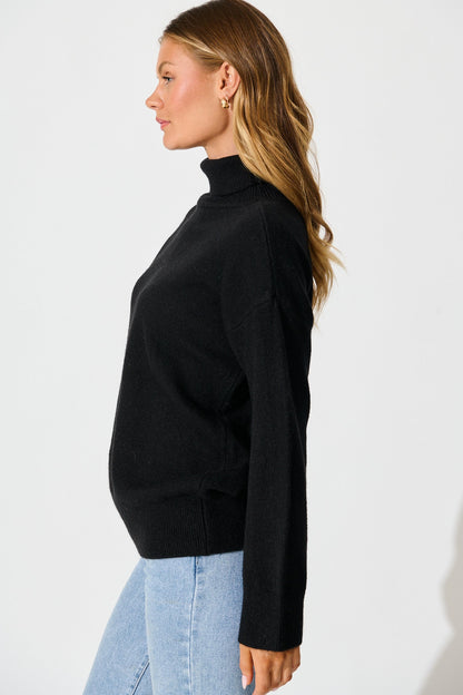 Rochelle Knit In Black Wool Blend