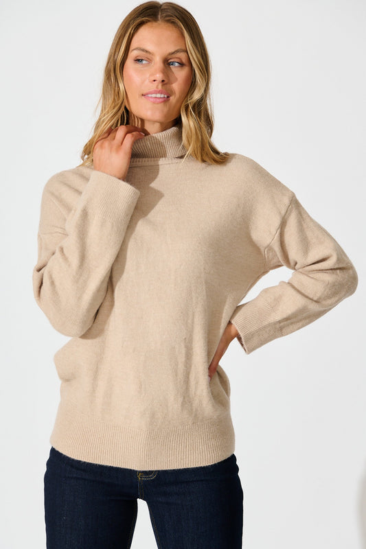 Rochelle Knit In Taupe Wool Blend