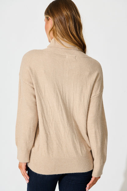 Rochelle Knit In Taupe Wool Blend