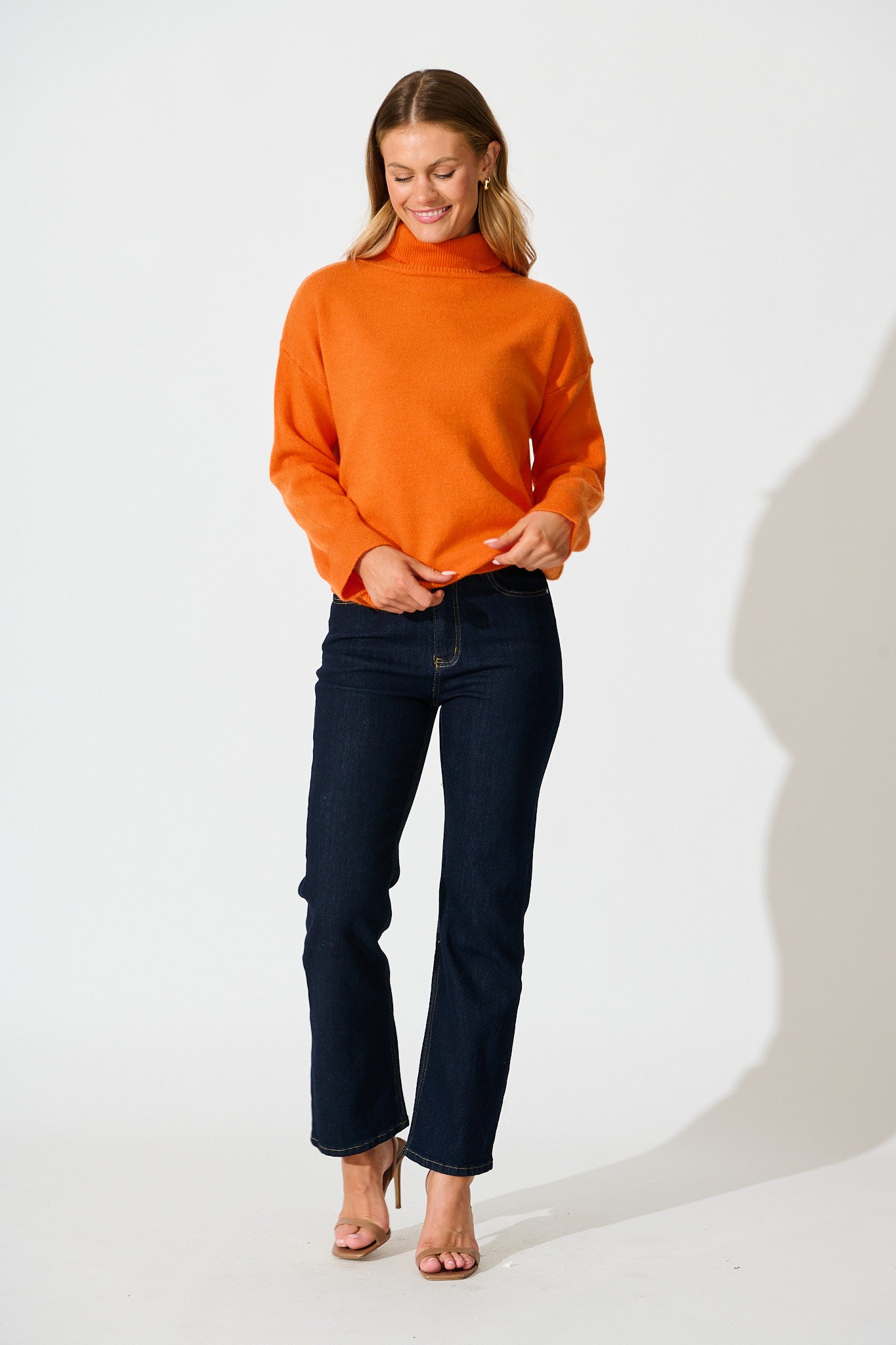 Rochelle Knit In Tangerine Wool Blend