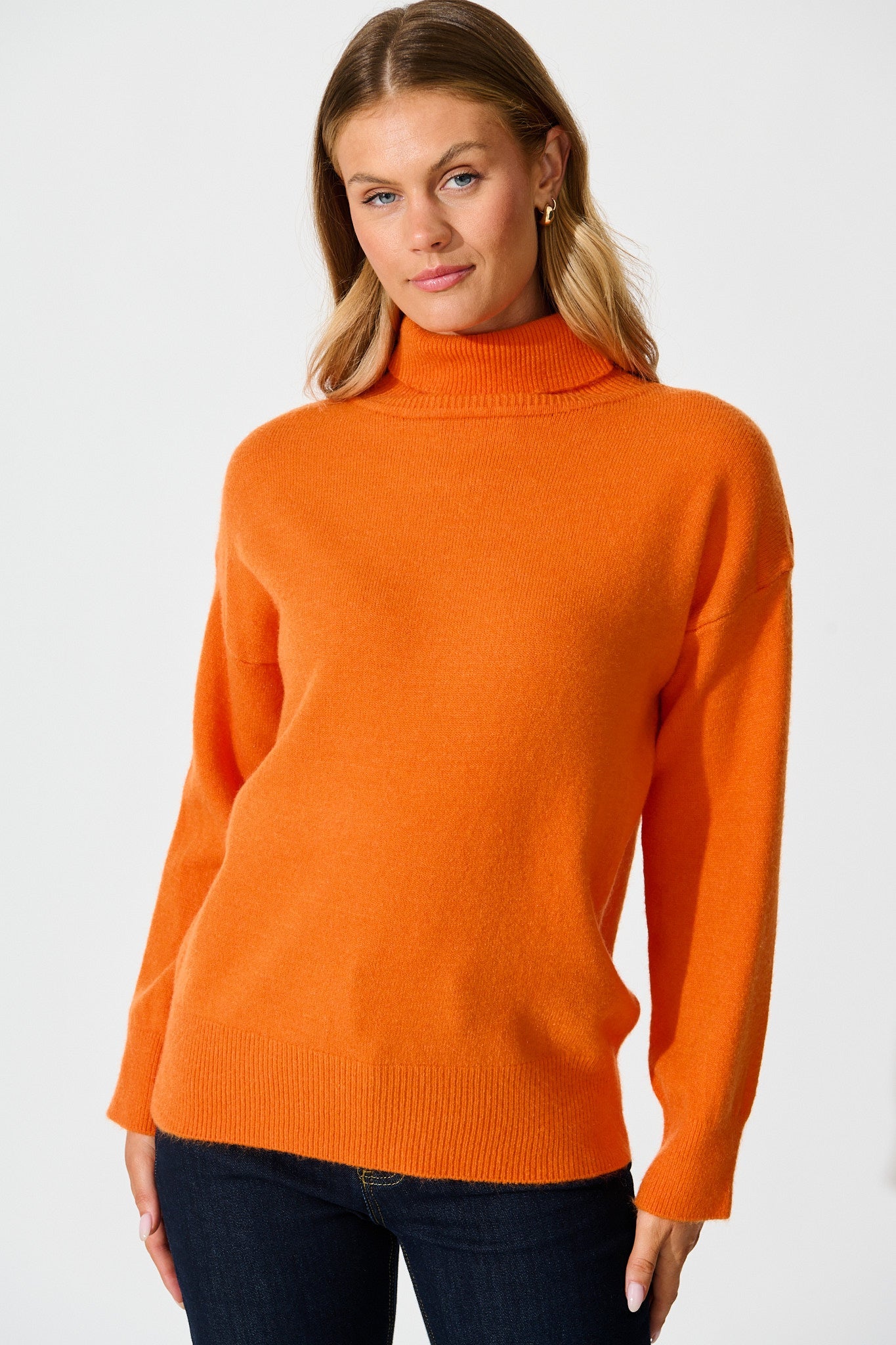Rochelle Knit In Tangerine Wool Blend