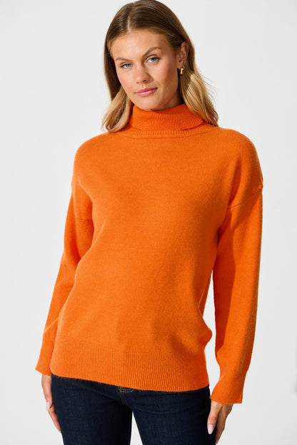 Rochelle Knit In Tangerine Wool Blend