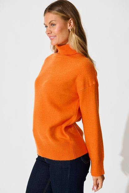 Rochelle Knit In Tangerine Wool Blend