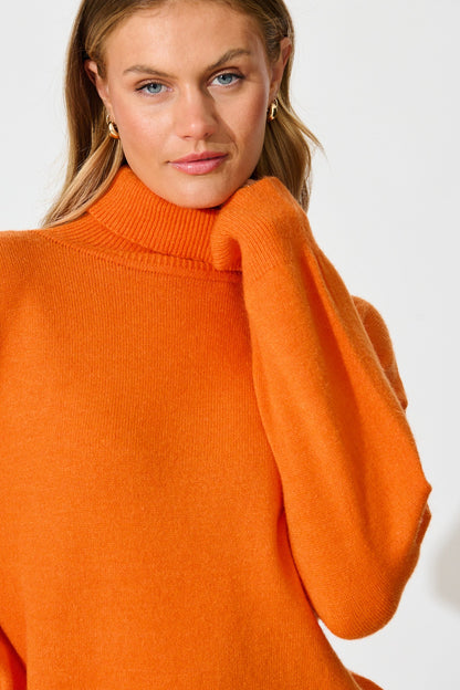 Rochelle Knit In Tangerine Wool Blend