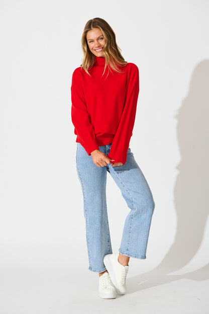 Rochelle Knit In Red Wool Blend