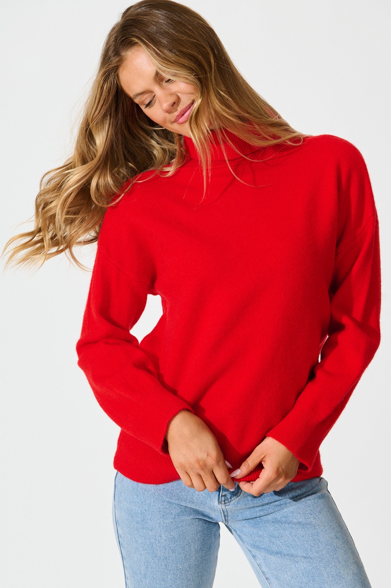 Rochelle Knit In Red Wool Blend