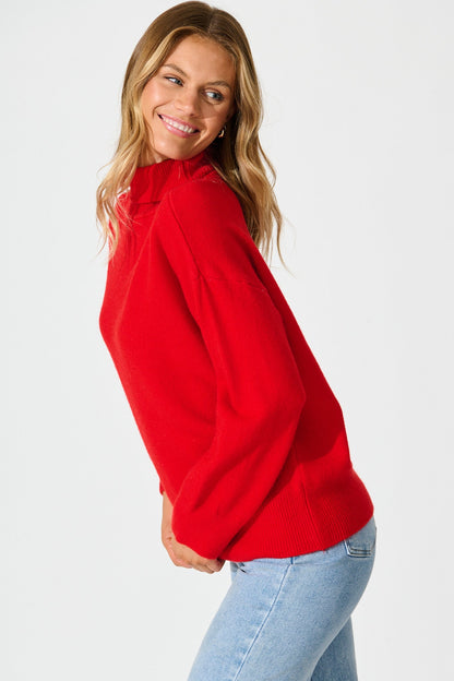 Rochelle Knit In Red Wool Blend