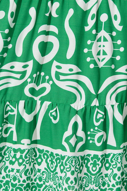 Barrymore Midi Smock Dress in Green Print