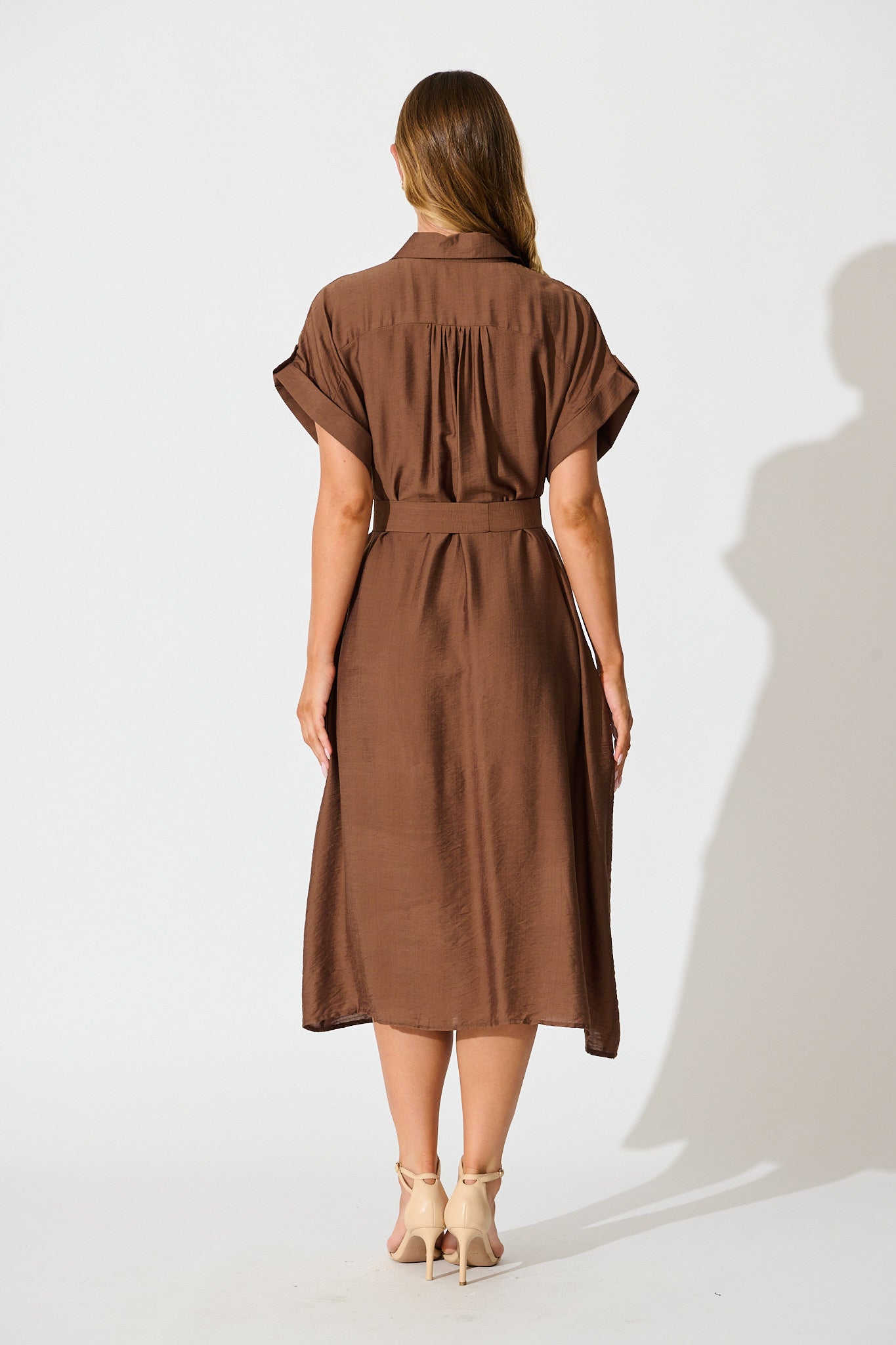Sweet Talk Midi Shirt Dress in Chocolate