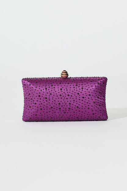 Sonia Clutch Bag in Purple Diamante