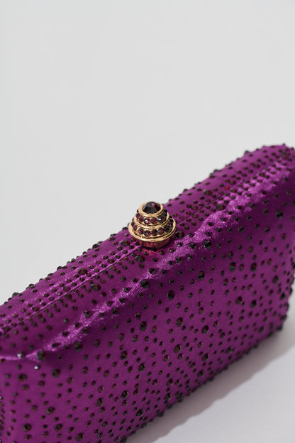 Sonia Clutch Bag in Purple Diamante
