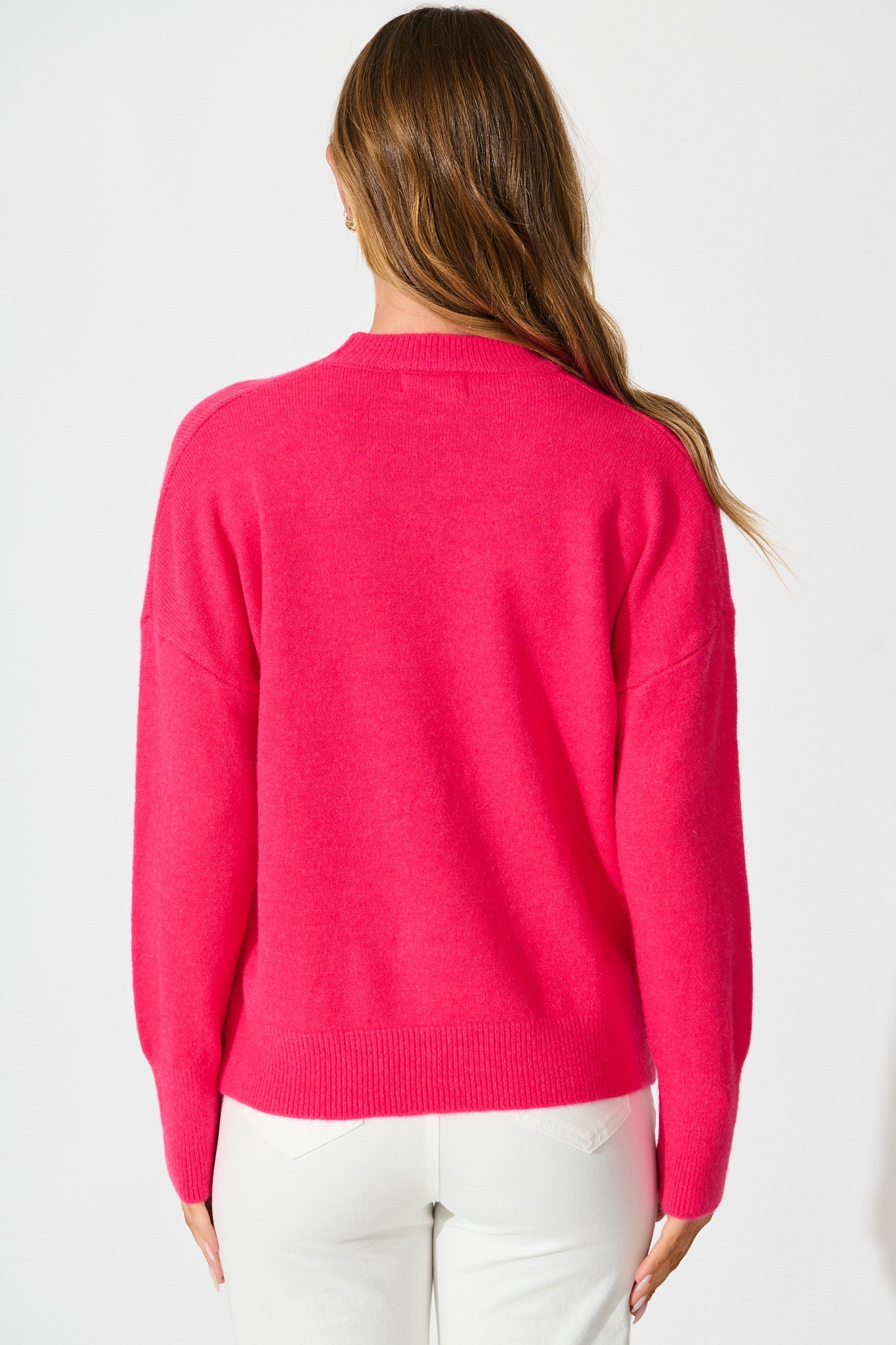 Nessa Knit In Magenta Wool Blend