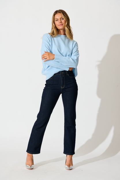 Nessa Knit In Sky Blue Wool Blend