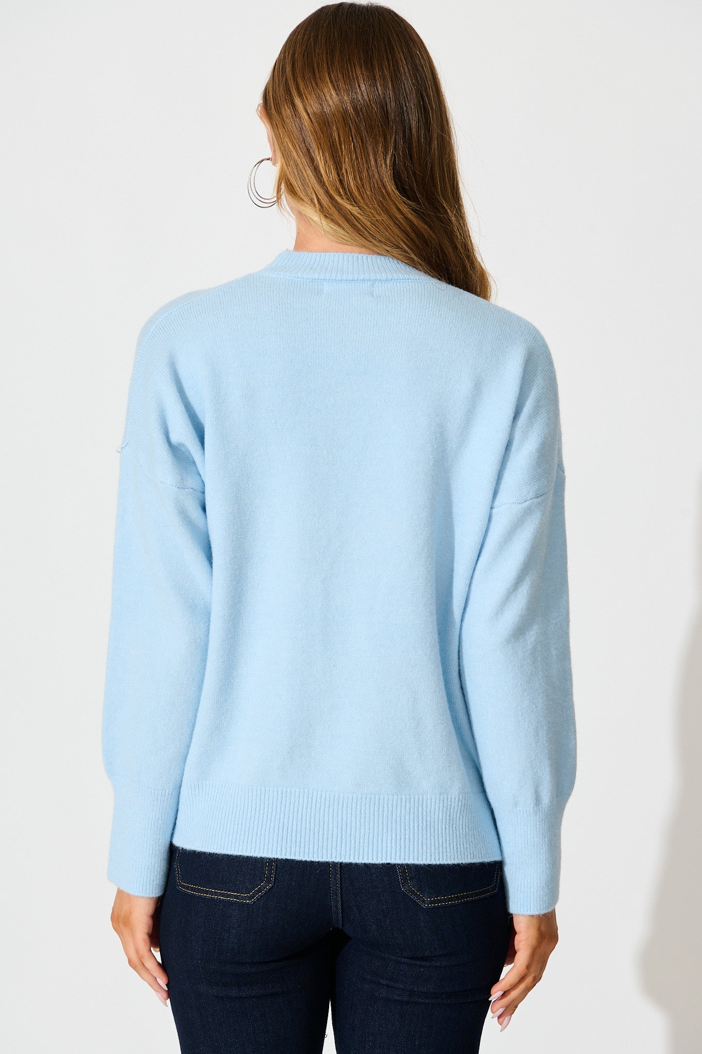 Nessa Knit In Sky Blue Wool Blend