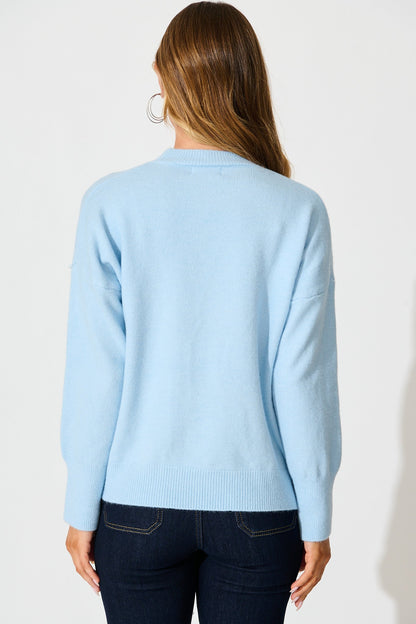 Nessa Knit In Sky Blue Wool Blend