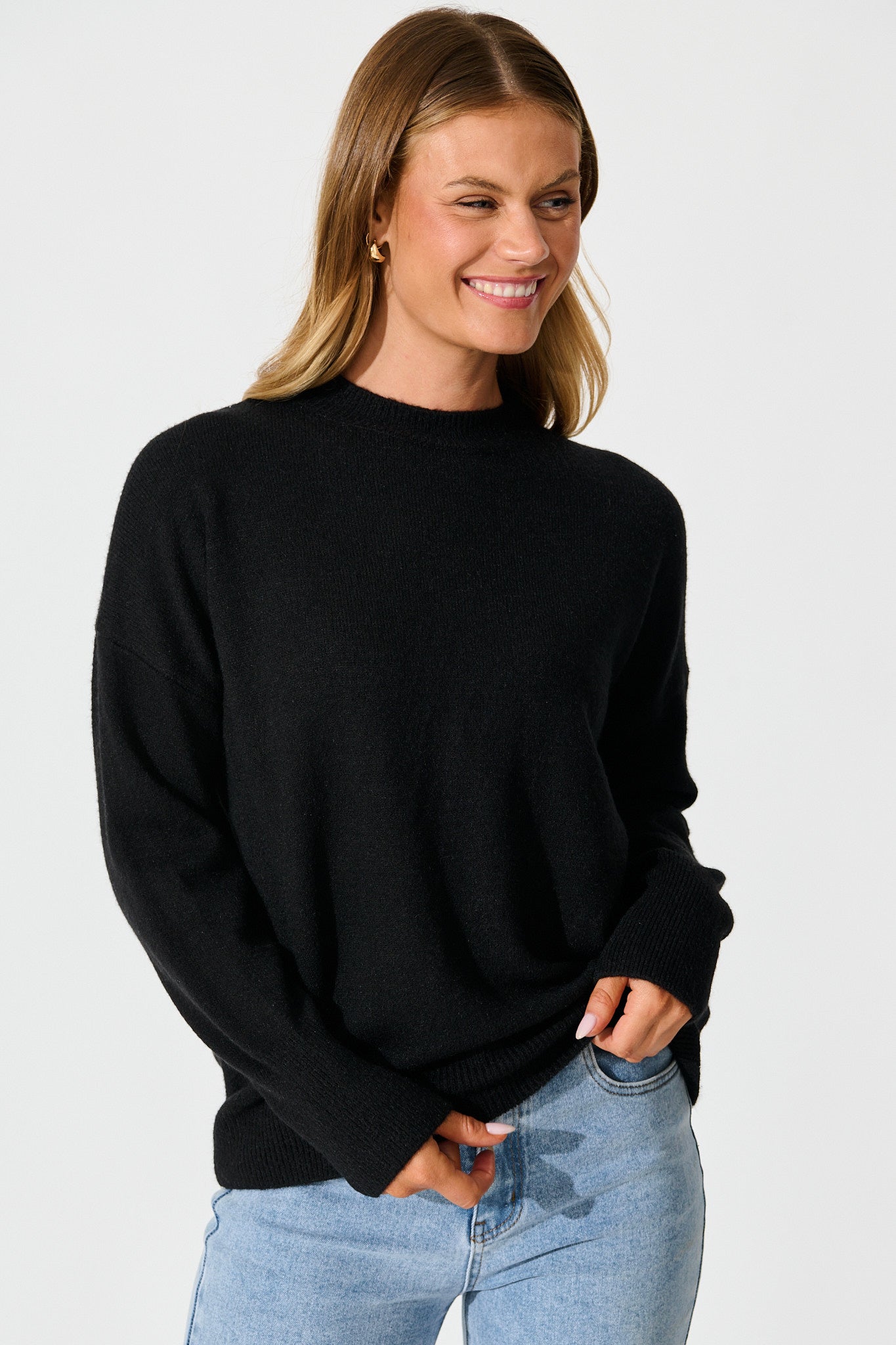 Nessa Knit In Black Wool Blend