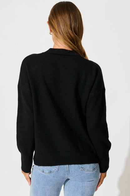 Nessa Knit In Black Wool Blend