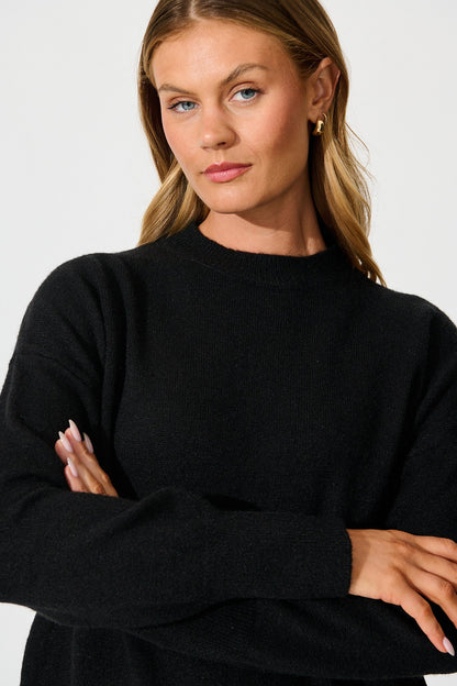 Nessa Knit In Black Wool Blend