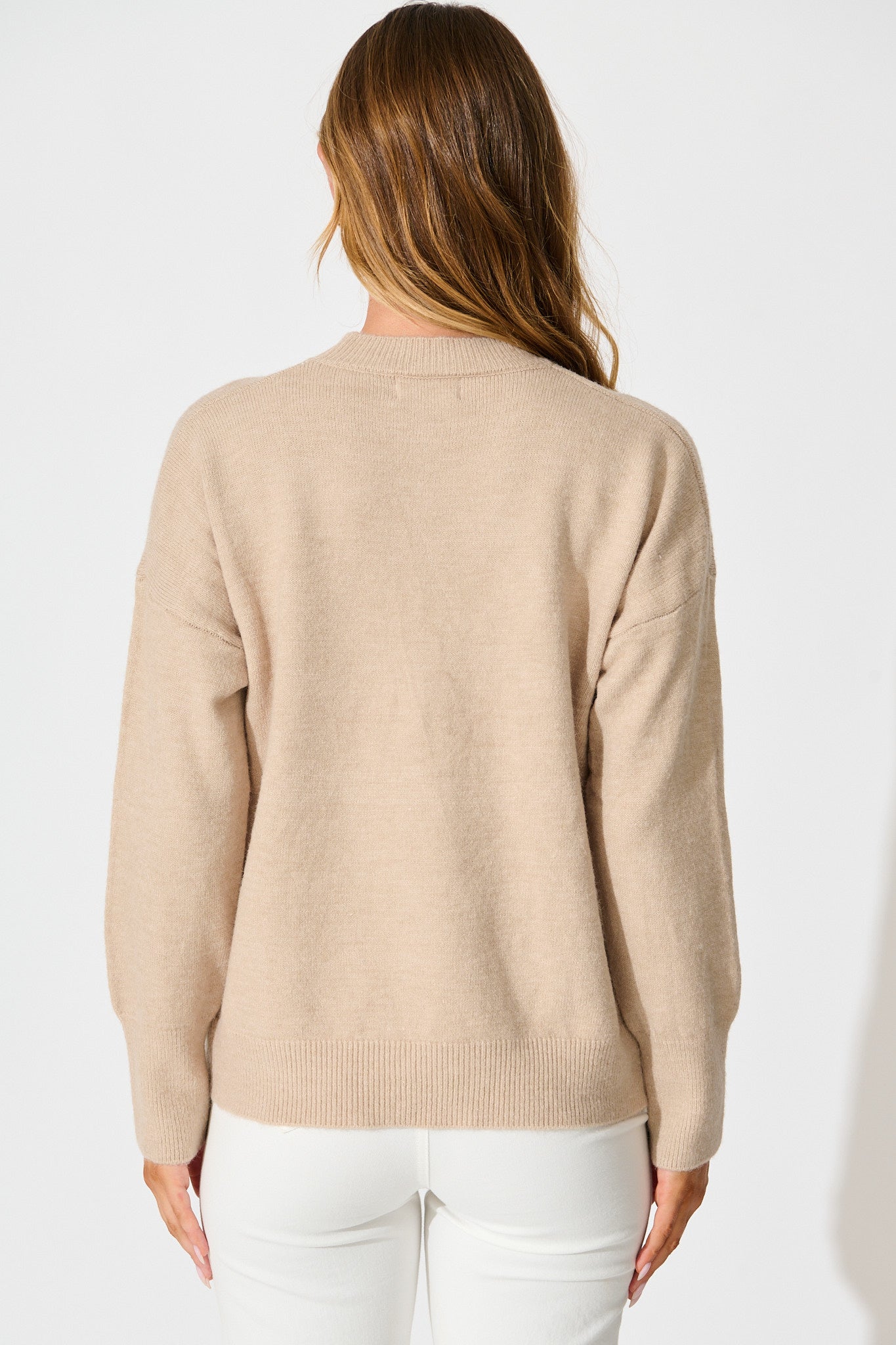 Nessa Knit In Beige Wool Blend