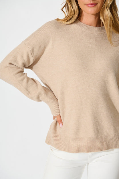 Nessa Knit In Beige Wool Blend