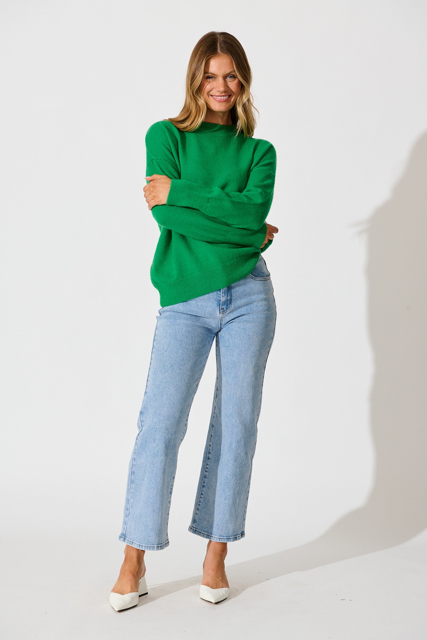 Nessa Knit In Green Wool Blend