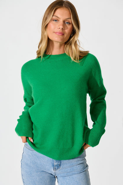 Nessa Knit In Green Wool Blend