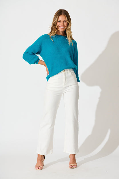 Arla Knit In Blue Wool Blend