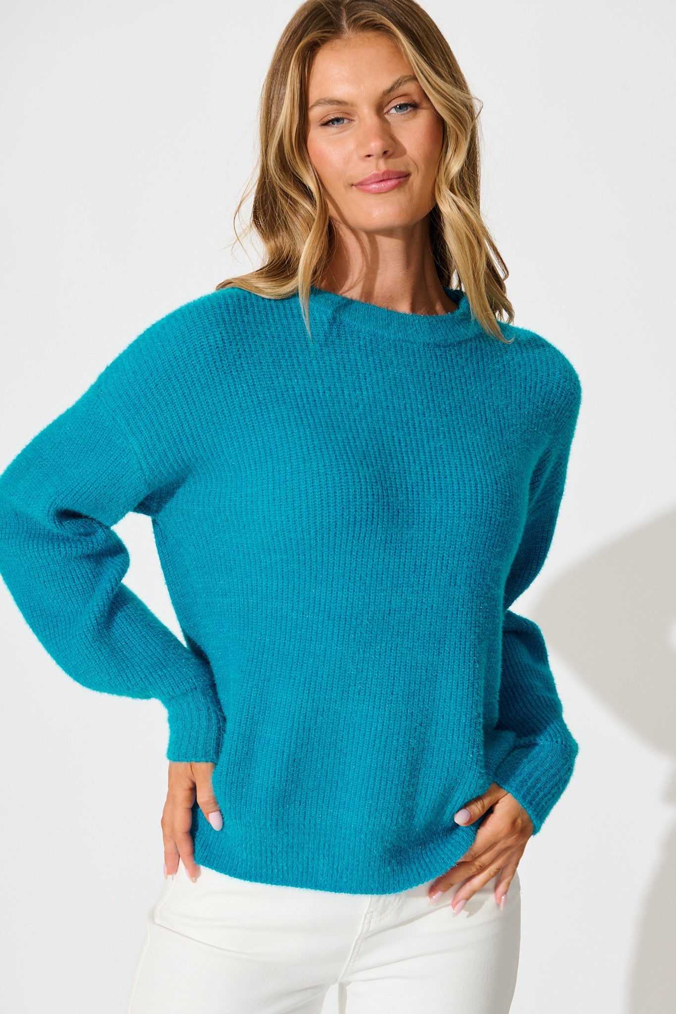 Arla Knit In Blue Wool Blend