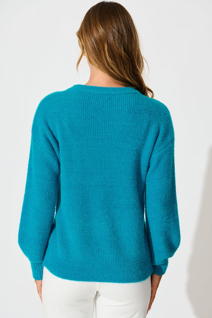 Arla Knit In Blue Wool Blend