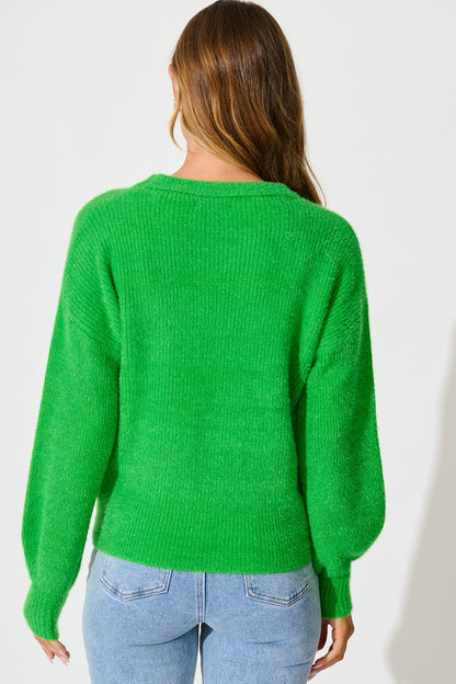 Arla Knit In Green Wool Blend