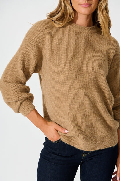 Arla Knit In Mocha Wool Blend