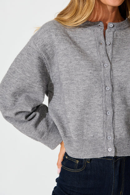 Astrid Knit Cardigan In Grey Wool Blend