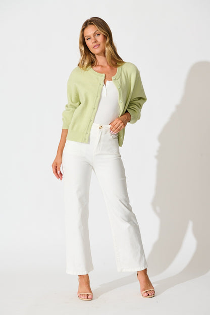 Astrid Knit Cardigan In Mint Wool Blend