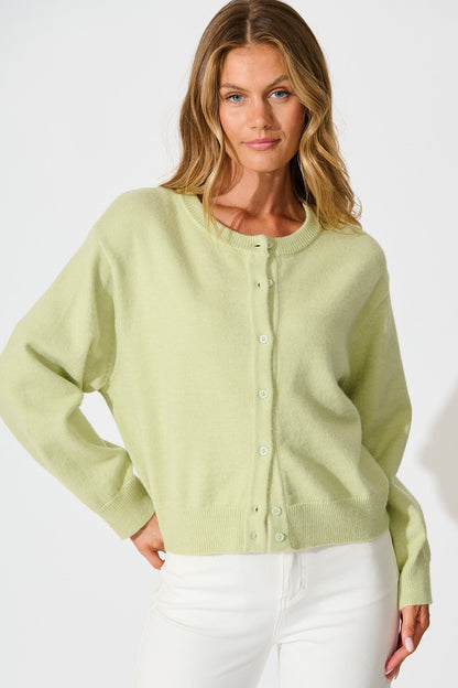 Astrid Knit Cardigan In Mint Wool Blend