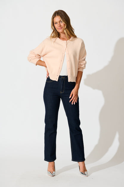 Astrid Knit Cardigan In Blush Wool Blend