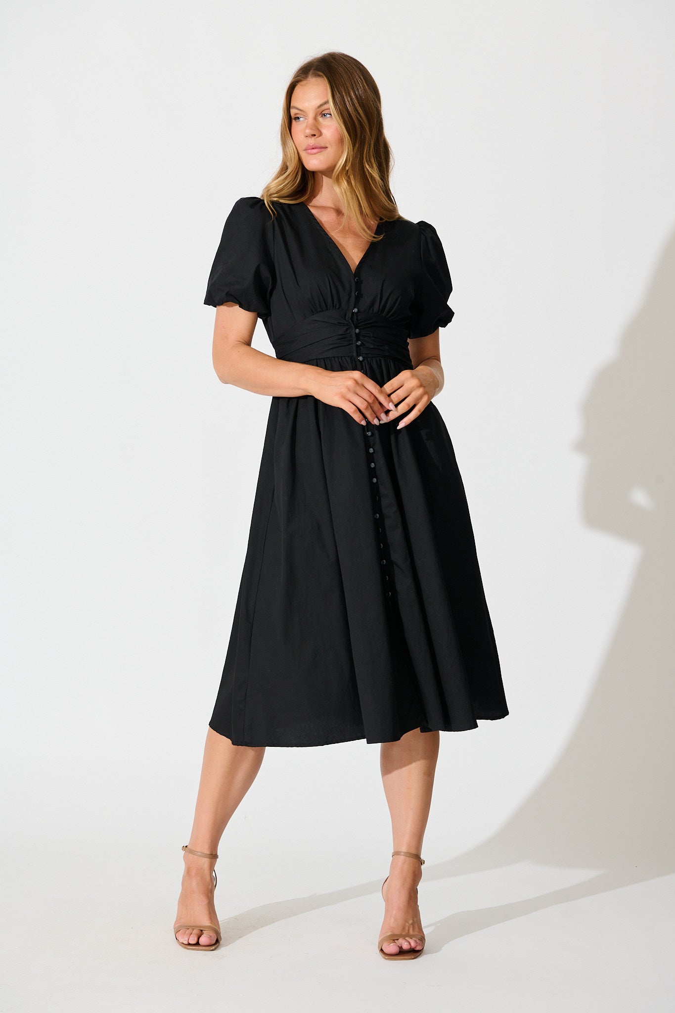 Mina Midi Dress in Black
