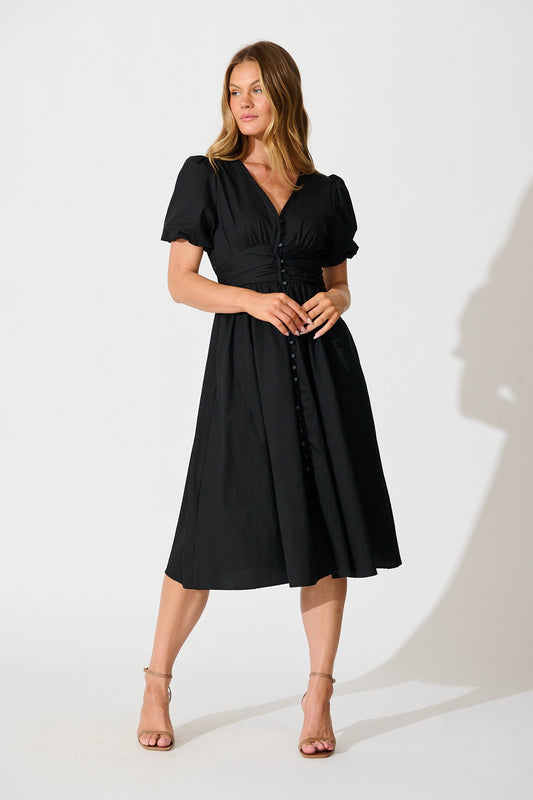 Mina Midi Dress in Black