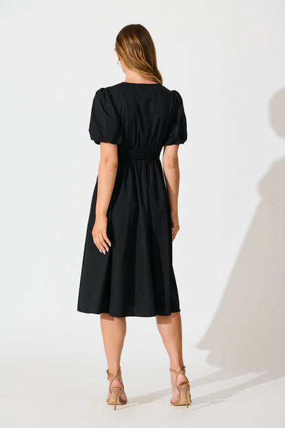 Mina Midi Dress in Black